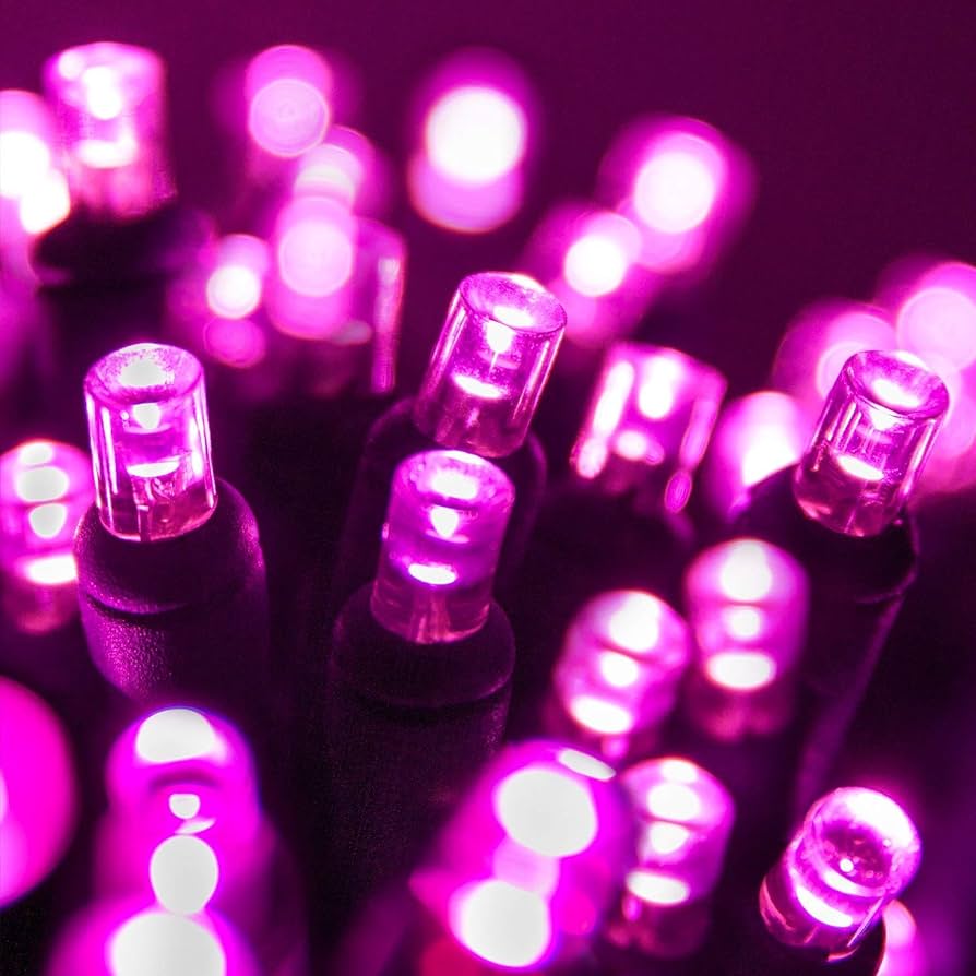 Extensión Navideña LED p/Exterior, 8W, 1700Lm, Rosado, 200LED/10Metros, 110Vac, Con cable verde de cobre 3xφ0.2mm2, IP44