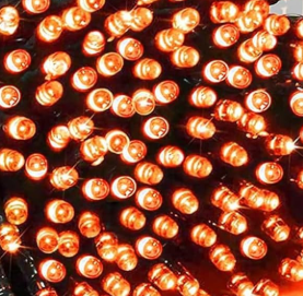 Extensión Navideña LED p/Exterior, 8W, 1700Lm, Orange, 200LED/10Metros, 110Vac, Con cable verde de cobre 3xφ0.2mm2, IP44