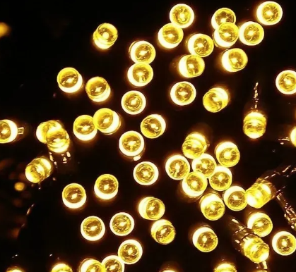 Extensión Navideña LED p/Exterior, 8W, 1700Lm, Gold, 200LED/10Metros, 110Vac, Con cable verde de cobre 3xφ0.2mm2, IP44