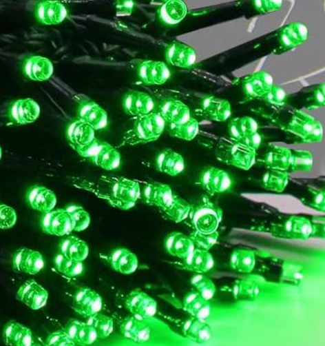 Extensión Navideña LED p/Exterior, 8W, 1700Lm, Verde claro, 200LED/10Metros, 110Vac, Con cable verde de cobre 3xφ0.2mm2, IP44