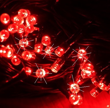 Extensión Navideña LED p/Exterior, 8W, 1700Lm, Roja + 6000K Flash, 200LED/10Metros, 110Vac, Con cable verde de cobre 3xφ0.2mm2, IP44