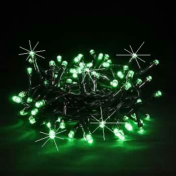 Extensión Navideña LED p/Exterior, 8W, 1700Lm, Verde Claro + 6000K Flash, 200LED/10Metros, 110Vac, Con cable verde de cobre 3xφ0.2mm2, IP44