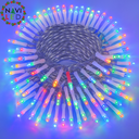 Extensión Navideña LED p/Exterior, 8W, 1700Lm, RGB, 200LED/10Metros, 110Vac, Con cable clear de cobre 3xφ0.2mm2, IP44