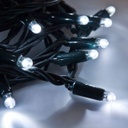 Extensión Navideña LED p/Exterior, 8W, 1,275Lm, 6000K Blanco Frio, 200LED/10Metros, 110Vac, Con cable verde de cobre 3xφ0.23mm2, IP65