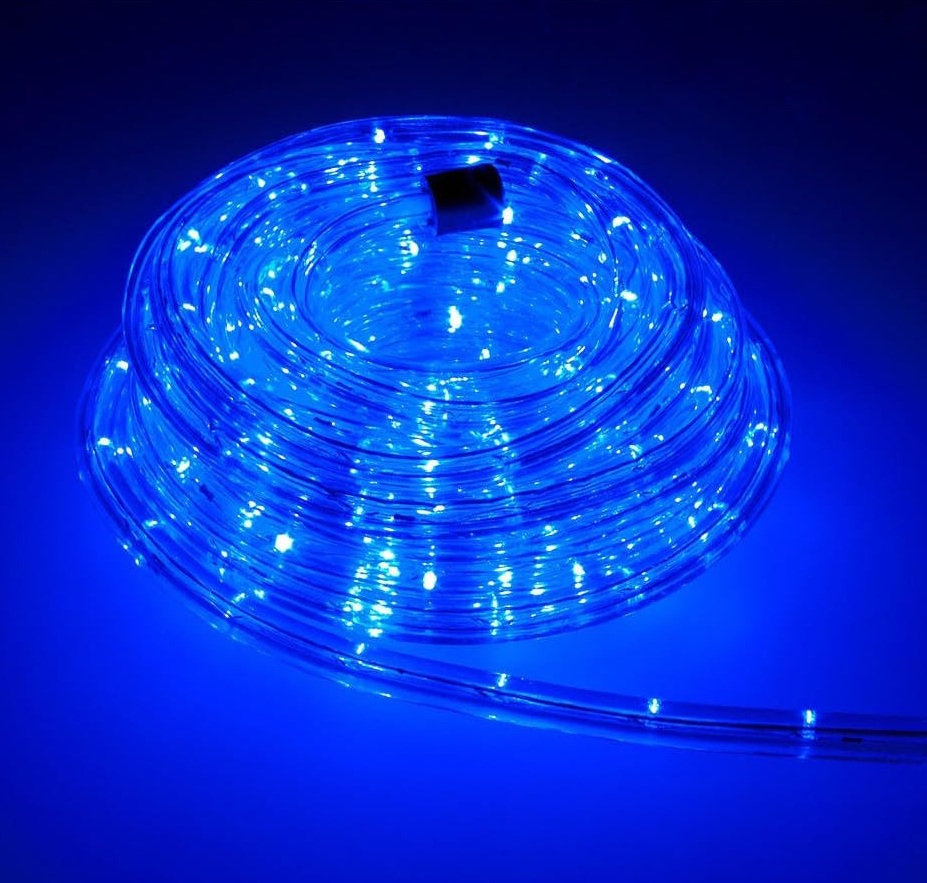 Manguera LED de Navidad de 2 pin, 4W/M, 306Lm/M, Azul, 110Vac, 36LED/Mts, Diámetro: ∮11mm, IP65, 360 Grados
