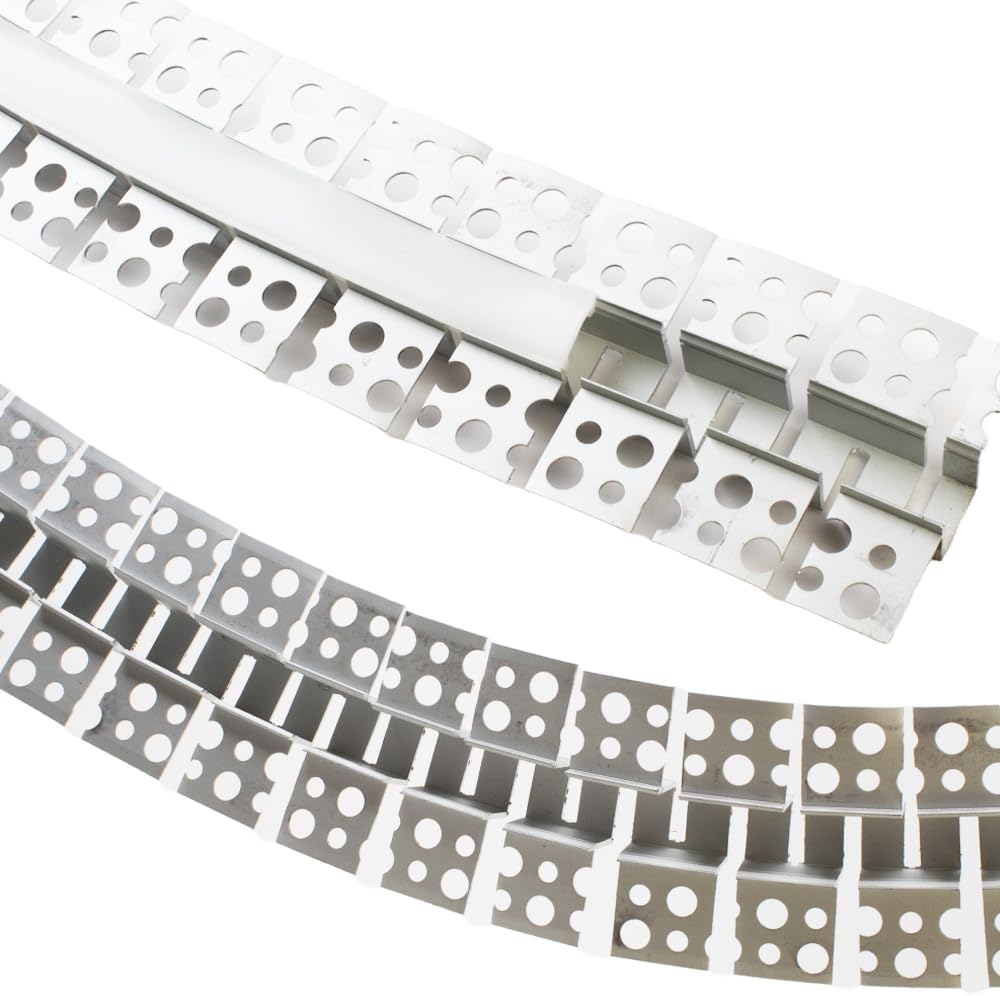 Perfil Flexible de Aluminio p/Cinta LED para PCB de 5-17mm, DG-E6013, Medidas: 60.2x13x2500mm, p/Empotrar, incluye: difusor opal con nivel de transparencia de un 65%, 2 tapas terminales y 4 clips, Plateado