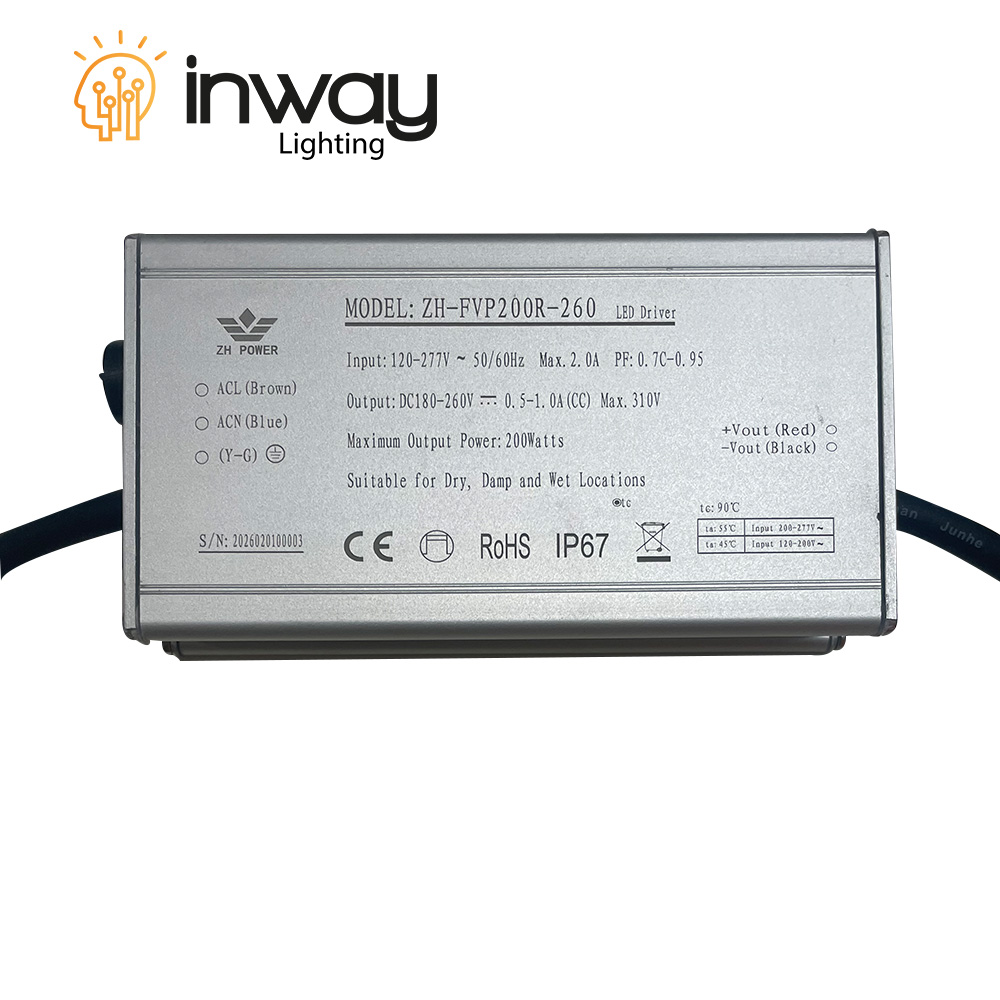 Driver p/Lámpara LED, IP67, 200W, 120-277Vac, Output: 180-260Vdc, 500-1000mA