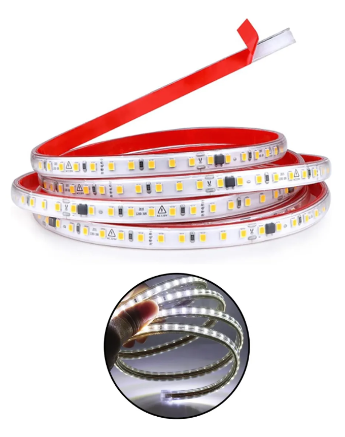 Cinta LED, SMD2835, 2.5W/M, 6000K Blanco Frío, 120Vac, CRI≥80, Ancho: 8mm, 120Led/Mts, IP20, 120 Grados