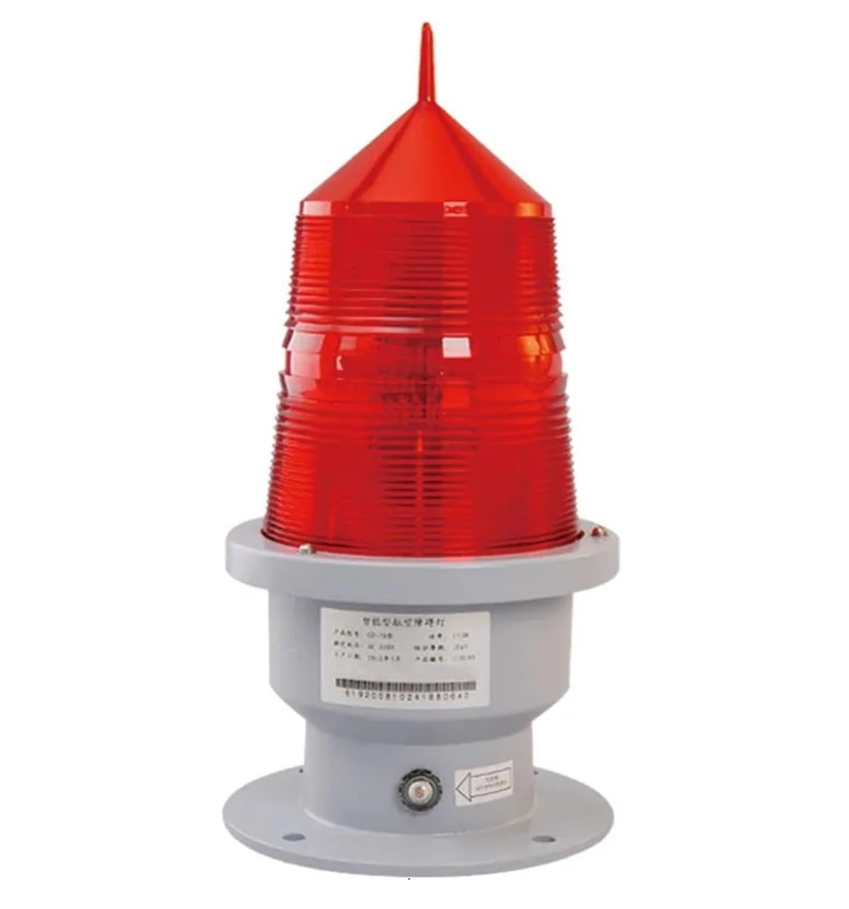 Luz de Obstrucción Cónica / 6-8Lux, 15W, secuencia parpadeo 20-60 ciclos por minuto, Rojo, 110Vac, Dimensiones: 300x500mm, IP65, 270 Grados