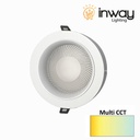 Down Light LED, 12W, Múltiple CCT WW 3000K / NW 4000K / CW 6000K, 100-265Vac, Cabeza no movible, Dimensiones: Φ121x44mm, IP20, 120 Grados