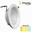 Down Light LED, 24W, Múltiple CCT WW 3000K / NW 4000K / CW 6000K, 100-265Vac, Cabeza no movible, Dimensiones: Φ175x49mm, IP20, 120 Grados