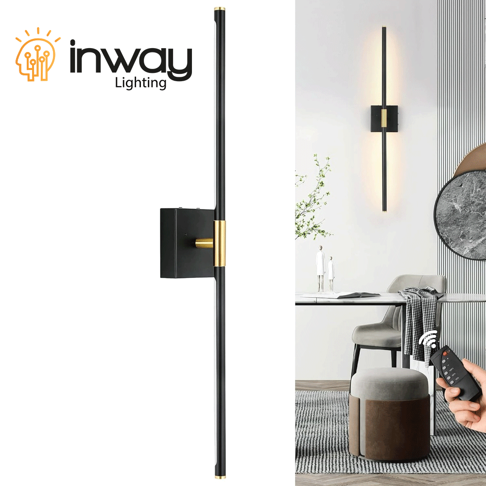 Lámpara LED Decorativa de Pared (aplique) Recargable, Luz indirecta, 5W, Múltiple CCT WW 3000K / NW 4000K / CW 6000K, Dimensiones: 720mm, IP20, Negro