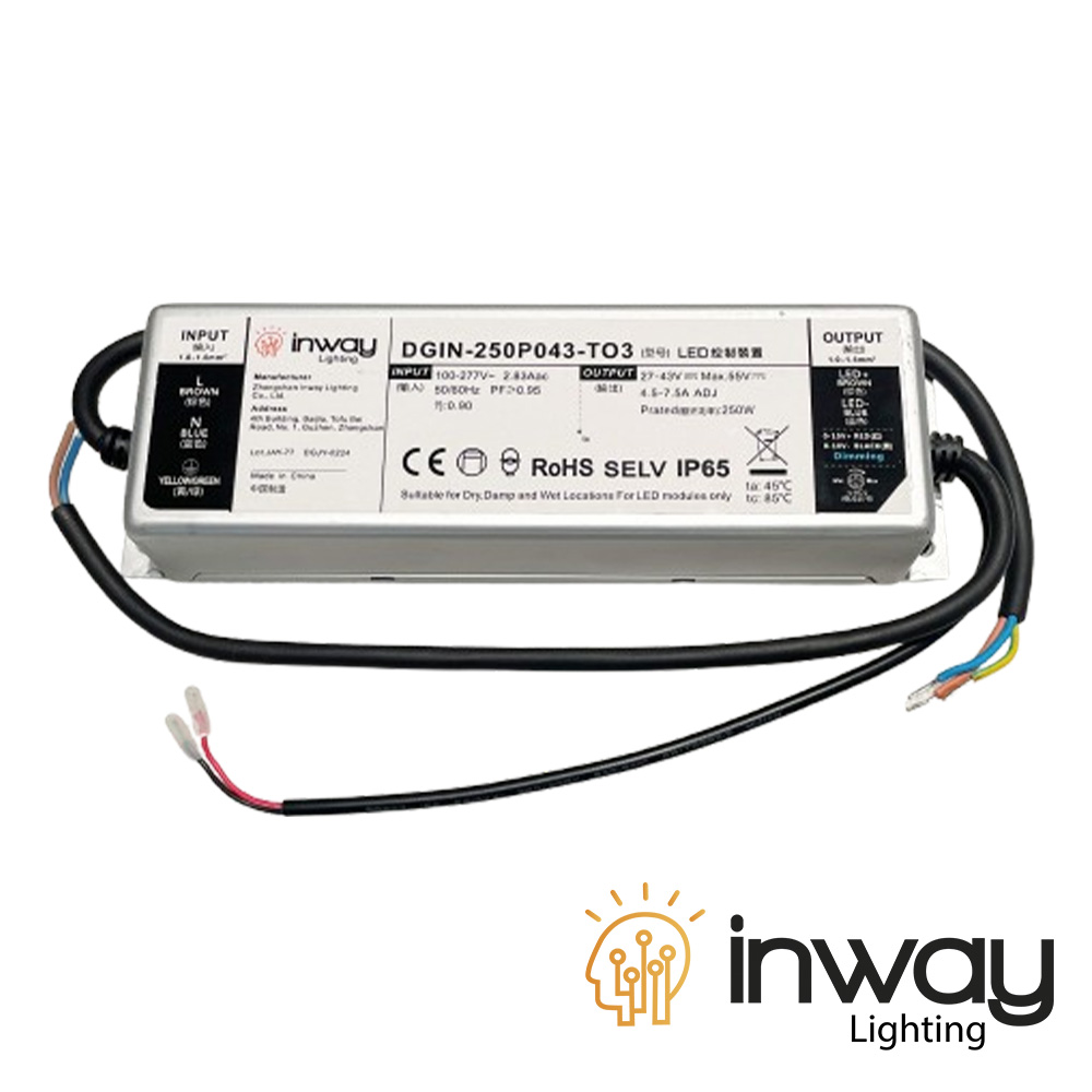Driver p/Lámpara LED, 250W, 100-277Vac, Output: 27-43Vdc, 4500-7500mA, IP67, Ajustable