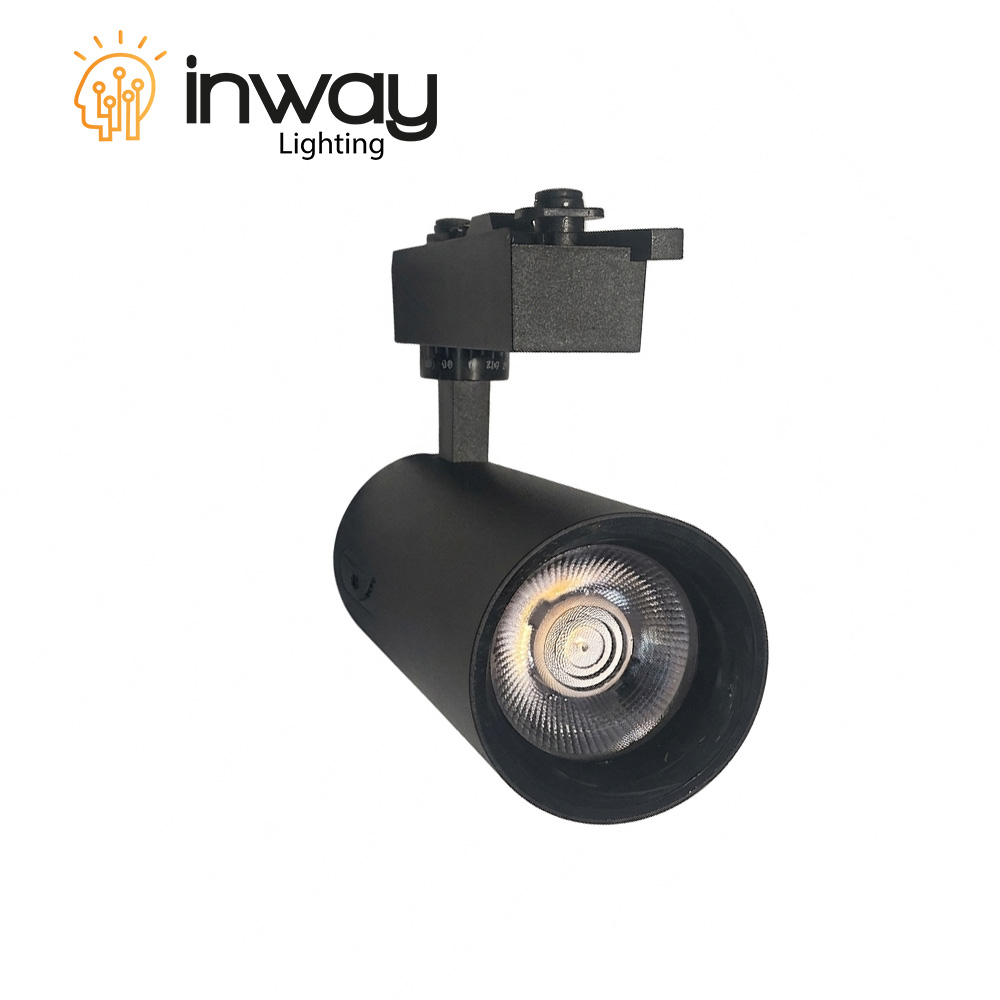 Lámpara de Riel (Track light) tipo COB de 2 cables, 36W, Múltiple CCT con Switch WW 3000K / NW 4000K / CW 6000K, 100-260Vac, IP20, 24 Grados, Cuerpo Negro