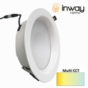 Down Light LED, 35W, Múltiple CCT WW 3000K / NW 4000K / CW 6000K, 100-265Vac, Cabeza no movible, Dimensiones: Φ230x55mm, IP20, 120 Grados