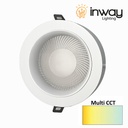 Down Light LED, 35W, Múltiple CCT WW 3000K / NW 4000K / CW 6000K, 100-265Vac, Cabeza no movible, Dimensiones: Φ230x55mm, IP20, 120 Grados