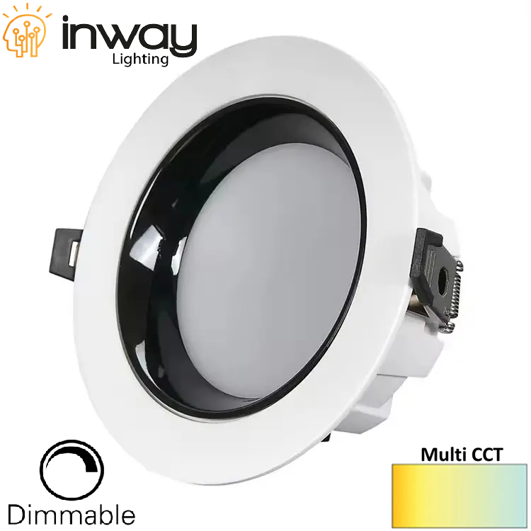 Down Light LED, 35W, Múltiple CCT WW 3000K / CW 6000K, 100-265Vac, Dimmable 0-10V, Cabeza no movible, Dimensiones: Φ230x55mm, IP20, 120 Grados