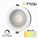 Down Light LED, 35W, Múltiple CCT WW 3000K / CW 6000K, 100-265Vac, Dimmable 0-10V, Cabeza no movible, Dimensiones: Φ230x55mm, IP20, 120 Grados