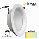 Down Light LED, 35W, Múltiple CCT WW 3000K / CW 6000K, 100-265Vac, Dimmable 0-10V, Cabeza no movible, Dimensiones: Φ230x55mm, IP20, 120 Grados
