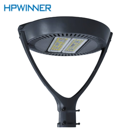 Lámpara Garden Light LED Modular GL2A-2 con 2 tapas y 1 modulo de 40W, 4000K Blanco Natural, M66A-VCA (1x34pcs), 6546, Type V, HPW 5050, 72,000 horas de vida útil,100-277Vac, Base: 70mm, IP68, Gris Oscuro