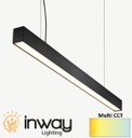 Lámpara Lineal Light para Colgar LED, 40W, 47.24"(120cm), Múltiple CCT WW 3000K / NW 4000K / CW 6000K, Frost, 100-240Vac, 120 Grados, Negra