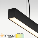 Lámpara Lineal Light para Colgar LED, 80W, 96"(240cm), Múltiple CCT WW 3000K / NW 4000K / CW 6000K, Frost, 100-240Vac, 120 Grados, Negra