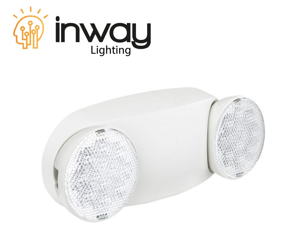 Lámpara de Emergencia con Focos dirigibles, 2x1.2W, 6000K, 120-277Vac, Batería: 3.6V, 700mAh, 90 minutos, Alcance: 80m2, Certificado UL