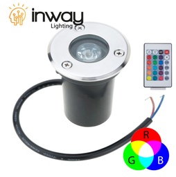 [DGPR-1006300] Lámpara p/Piso Empotrable FP&gt;0.5, 1W, RGB, 85-265Vac, IP65, 60 Grados, con Control Remoto