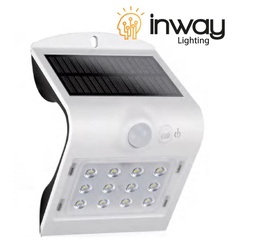 [DGPR-1416684] Lámpara Wall LED Solar de 1.5W con Panel Solar Integrado de 0.8W y Sensor de Movimiento, CW 6000K+WW 3000K, 120 Grados, Con Batería de Litio de 3.7V, 1200mAh, IP65, Blanco, 147Lm/W