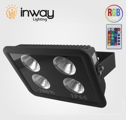 [DGPR-1022929] Reflector COB LED, 200W, 4x50W, RGB, 100-260Vac, IP65, 60 Grados, Con Memoria Interna, Con Control, Negro