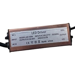 [DGPR-1024065] Driver p/Lámpara LED, IP65, 40W, 100-277Vac, Output: 36-65Vdc, 600mA
