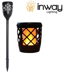 [DGPR-1024554] Lámpara Flame Solar LED Tipo Estaca, 2W, 1500K, IP65, Negro