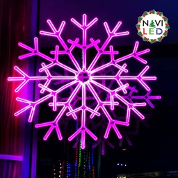 [DGPR-1024966] Adorno Navideño en Neón LED p/exterior tipo Copo de Nieve, 297W, Rosado, 110Vac, Dimensiones: 90x90cm, Incluye Power