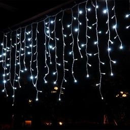 [DGPR-1024972] Cortina tipo Cascada LED p/Exterior, 8W, 6000K Blanco Frío, 110Vac, 140pcs de LED, 10 tiras, 2Mx1M, Con cable blanco, IP55