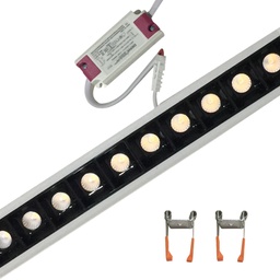 [DGPR-1025123] Lámpara Lineal Light para Empotrar LED, 20W, 21.4"(544mm), 4000K Blanco Natural, Clear, 100-240Vac, IP20, 30 Grados, Incluye: Clips