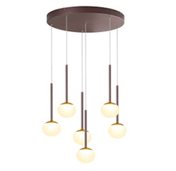 [DGPR-1025146] Lámpara LED Decorativa Colgante, DG50929P, 42W, 6x7W, 4000K Blanco Natural, 85-265Vac, Dimensiones: 460x460x1500mm, IP20, Negra con dorado