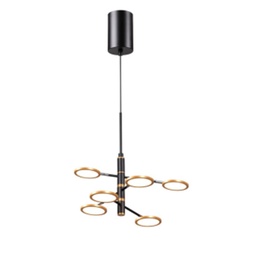 [DGPR-1025147] Lámpara LED Decorativa Colgante, DG50916P, 30W, 4000K Blanco Natural, 85-265Vac, Dimensiones: 600x600x1500mm, IP20, Dorado