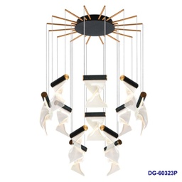 [DGPR-1025161] Lámpara LED Decorativa Colgante, DG60323P, 96W, 4000K Blanco Natural, 85-265Vac, Dimensiones: 800x800x1500mm, IP20, Verde oscuro con dorado