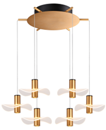 [DGPR-1025165] Lámpara LED Decorativa Colgante, DG60483P, 42W, 4000K Blanco Natural, 85-265Vac, Dimensiones:  600x600x1500mm, IP20, Dorado con negro