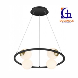 [DGPR-1025169] Lámpara LED Decorativa Colgante, DG60190P, 32W, 4000K Blanco Natural, 85-265Vac, Dimensiones:  590x590x1500mm, IP20, Verde oscuro con negro