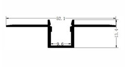 [DGPR-1025187] Perfil de Aluminio p/Cinta LED con PCB de 9mm, DG-E5213, Medidas: 52.1x13.4x2000mm, p/Empotrar, incluye: difusor opal con nivel de transparencia de un 65% y 2 tapas terminales, Plateado