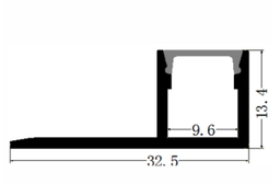 [DGPR-1025188] Perfil de Aluminio p/Cinta LED con PCB de 9mm, DG-E3313, Medidas: 32.5x13.4x2000mm, p/Empotrar, incluye: difusor opal con nivel de transparencia de un 65% y 2 tapas terminales, Plateado