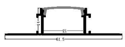 [DGPR-1025191] Perfil de Aluminio p/Cinta LED con PCB de 21mm, DG-E6214, Medidas: 61.5x21x2000mm, p/Empotrar, incluye: difusor opal con nivel de transparencia de un 65% y 2 tapas terminales, Plateado