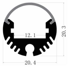 [DGPR-1025497] Perfil de Aluminio p/Cinta LED con PCB de 12mm, DG-C2020, Medidas: 20.4x20.3x2400mm, p/Colgar, incluye: difusor opal con nivel de transparencia de un 65%, 2 tapas terminales, Negro