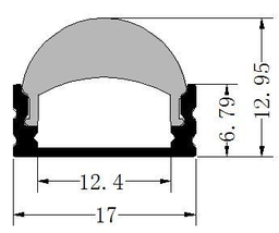 [DGPR-1025562] Perfil de Aluminio p/Cinta LED con PCB de 12mm, DG-S1707D, Medidas: 17x12.95x2000mm, p/Superficie, incluye: difusor opal con nivel de transparencia de un 65%, 2 tapas terminales y 4 clips, Plateado