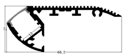 [DGPR-1025572] Perfil de Aluminio p/Cinta LED con PCB de 12mm, DG-ES6627, Medidas: 66.2x27x2000mm, p/Escalon, incluye: difusor opal con nivel de transparencia de un 65%, 2 tapas terminales, Plateado