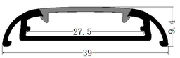 [DGPR-1025577] Perfil de Aluminio p/Cinta LED con PCB de 27mm, DG-S3909, Medidas: 39x9.4x2000mm, p/Superficie, incluye: difusor opal con nivel de transparencia de un 65%, 2 tapas terminales, 4 clips, Plateado