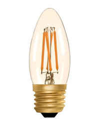 [DGPR-1025784] Bombilla de Filamento Vintage, Tipo Torpedo C35, 4W, 2700K Blanco Cálido, E27, Ámbar, 110-130Vac, Dimensiones: 35x98mm, IP20, 360 Grados