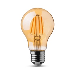[DGPR-1025785] Bombilla de Filamento Vintage, Tipo Bulbo A60, 6W, 4000K Blanco Natural, E27, Ámbar, 110-130Vac, Dimensiones: 60x108mm, IP20, 360 Grados