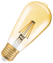 [DGPR-1025788] Bombilla de Filamento Vintage, Tipo ST58, 4W, 2700K Blanco Cálido, E27, Ámbar, 110-130Vac, Dimensiones: 58x130mm, IP20, 360 Grados